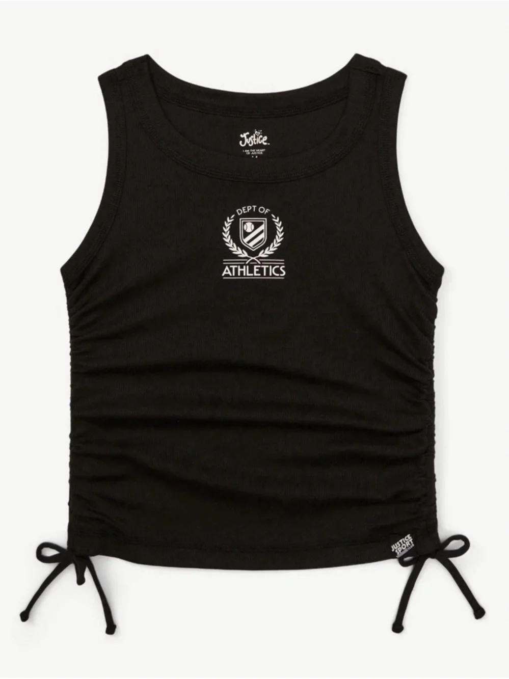 Justice Sport Girls’s Side Cinch Sleeveless Tank Top Black Size S (7/8)